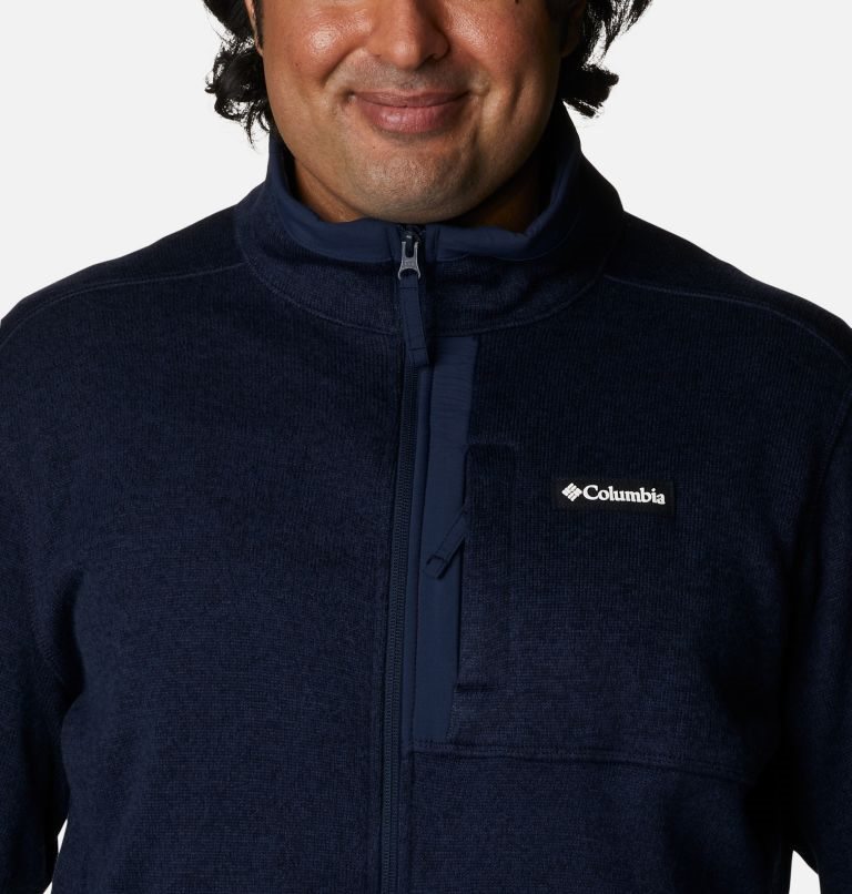 Men's Columbia Sweater Weather Full Zip Fleece Jackets Navy | Plus Size CA-Q0586